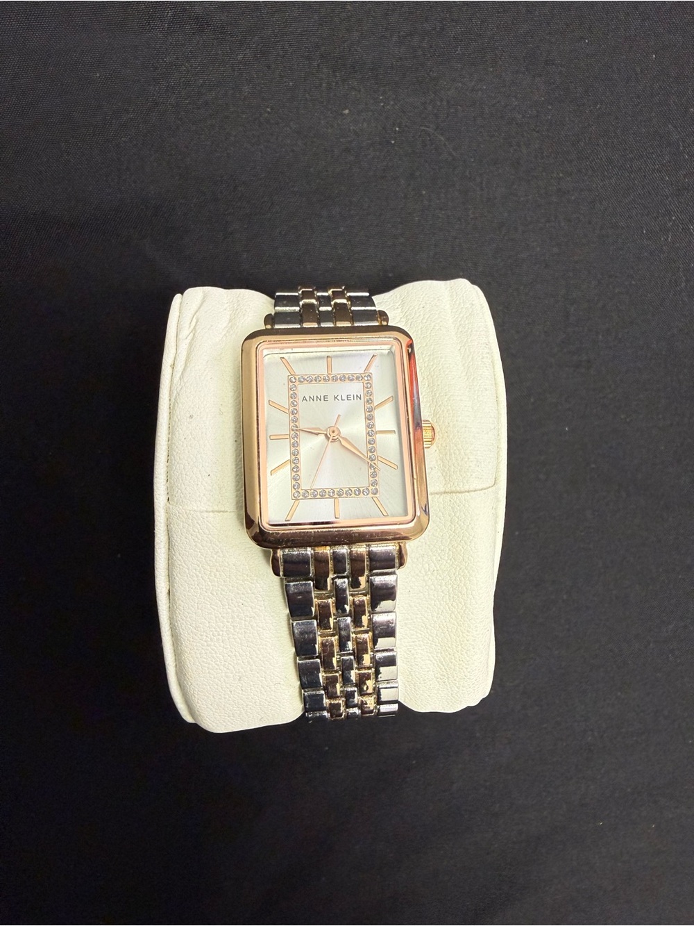 Anne Klein Two-Tone Rectangular Bracelet Watch - White and Gold